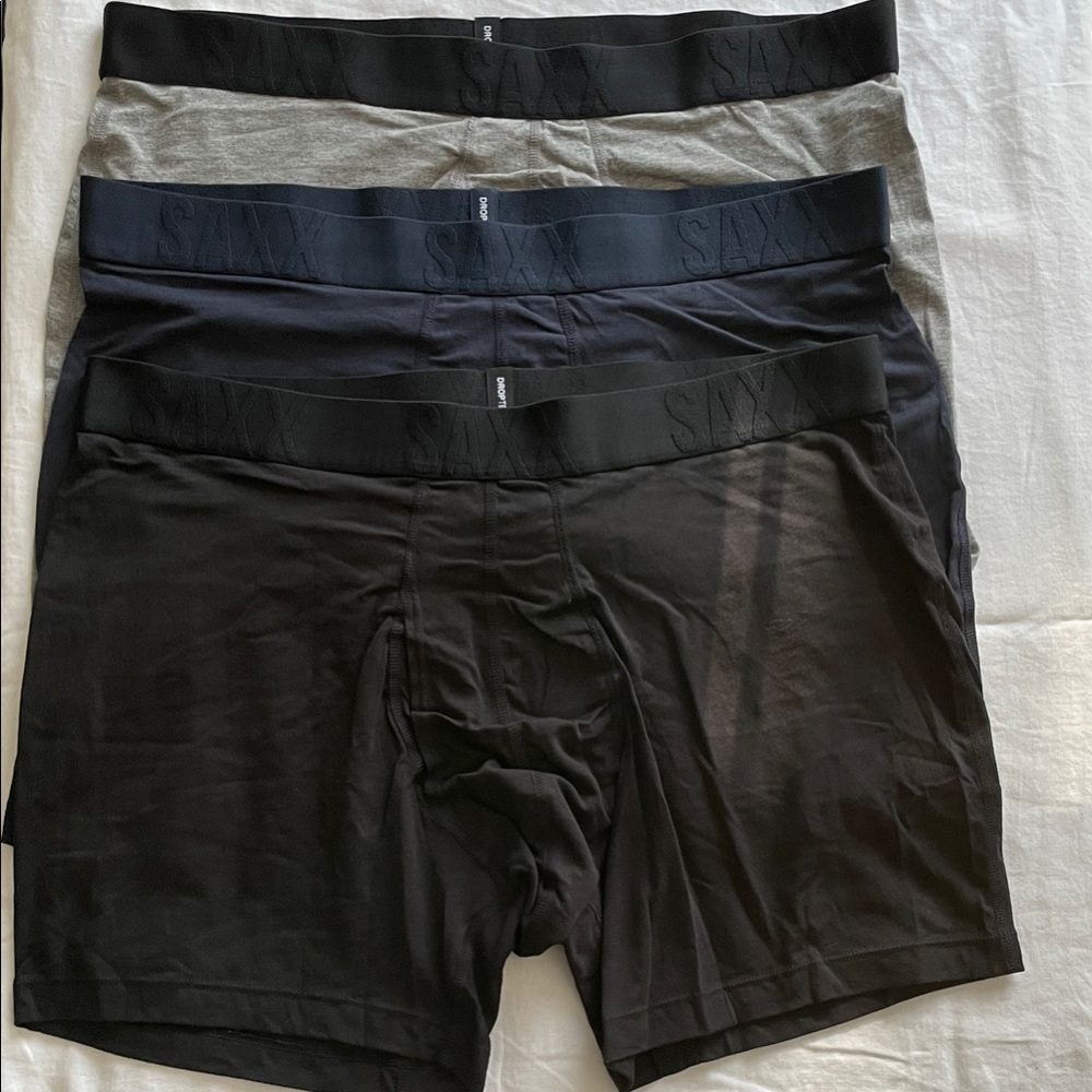 SAXX Men's Boxer Briefs - Black, Gray, and Navy Set - (3) New - No tags